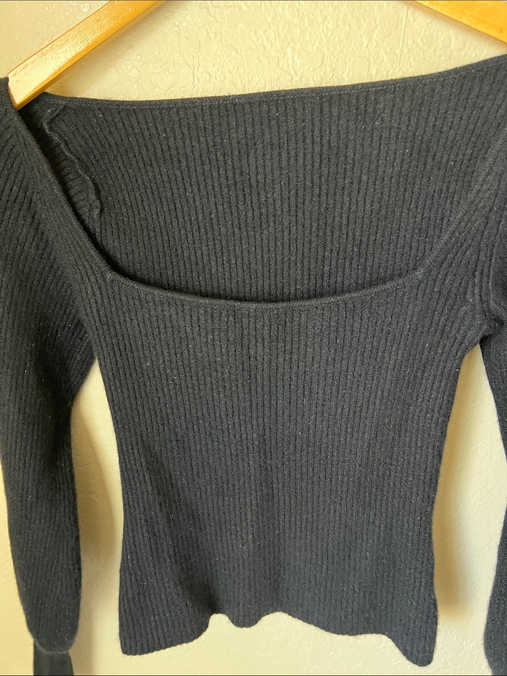 Reformation Isabel deep square neck cashmere ribbed sweater S - Picture 3 of 10